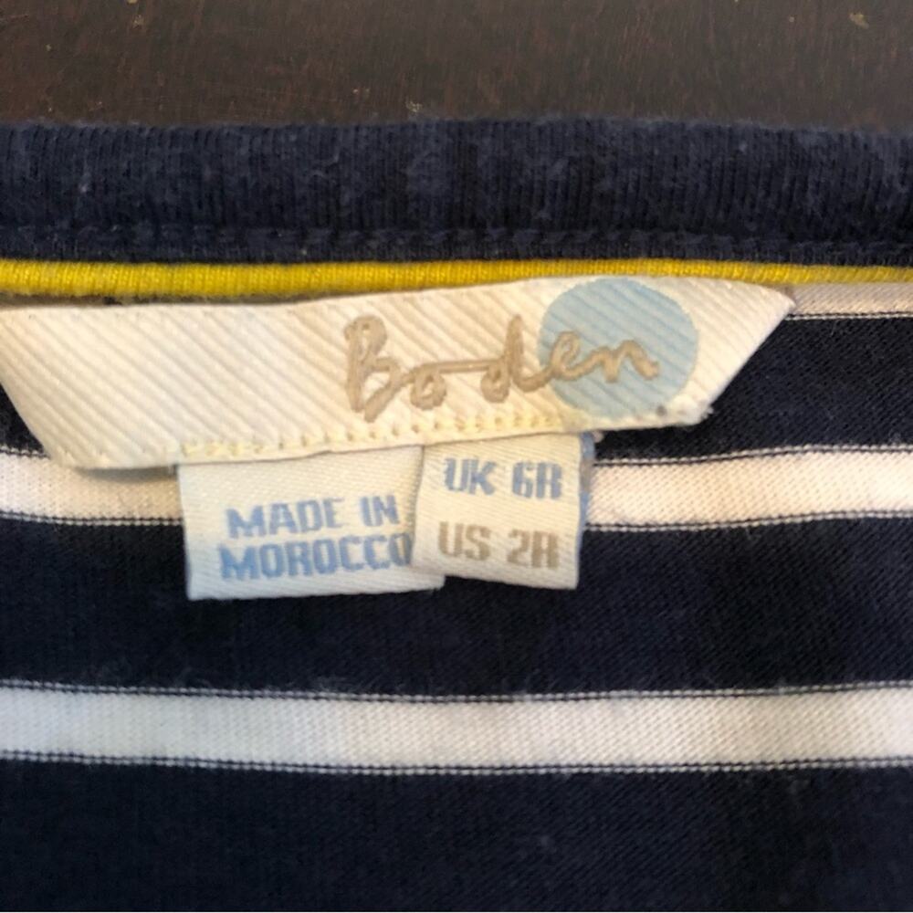 Boden navy blue white striped cap sleeve knit dress size 2R - Picture 7 of 16